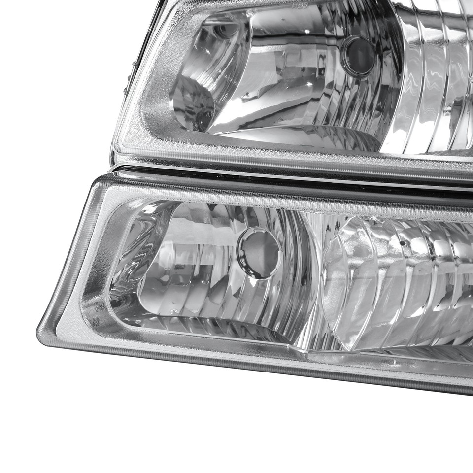 For 2003-2006 Chevy Silverado Chrome Headlights Bumper Signal Amber W/LED Tube E - Foto 6