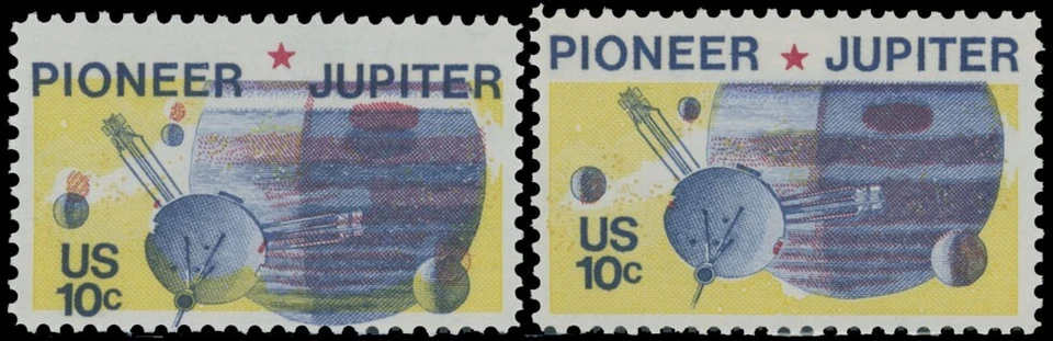 1974-75 USA SPACE ISSUES, TWO STAMPS OF 10C, STRONG COLOR SHIFTS, NH, SC#1529/56 - Image 2 of 2