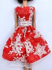 CHRISTMAS BARBIE DOLL HANDMADE DRESS OOAK VINTAGE SILKSTONE RED WHITE SNOWFLAKE