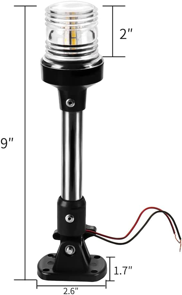 Anchor Light,White LED Stern Light for Boat 3 Nautical Mile Bimini Top Lights Fo eBay