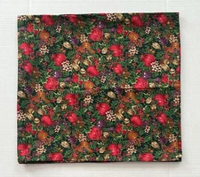 Christmas Holiday Tablecloth Green Hollly Berry Fruit Flowers Colorful Fabric