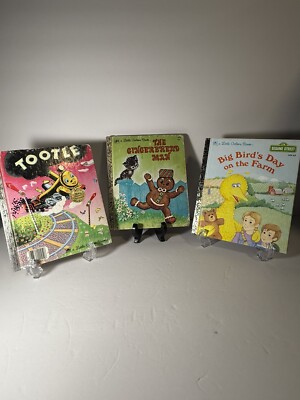 Set of 3 Vintage Little Golden Books - GingerBread Man 1977/Tootle 1986/Big Bird