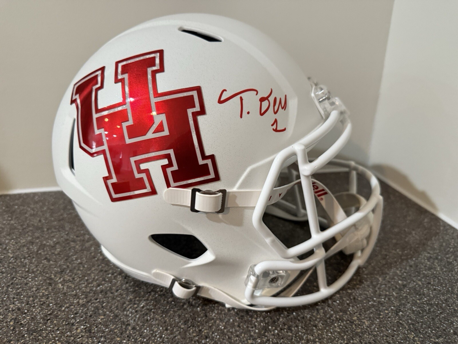 Tank Dell Autographed Signed Houston Cougars NATHANIEL FULL SIZE HELMET BECKETT 