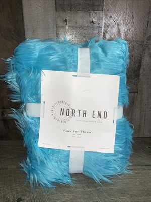 North End Sofa Decor Faux Fur Throw Plush Silky Sheepskin Turquoise Blanket
