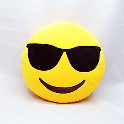 GCA Emoji Smiley Emoticon Yellow Round Cushion Pillow Stuffed Plush Soft Toy 32c