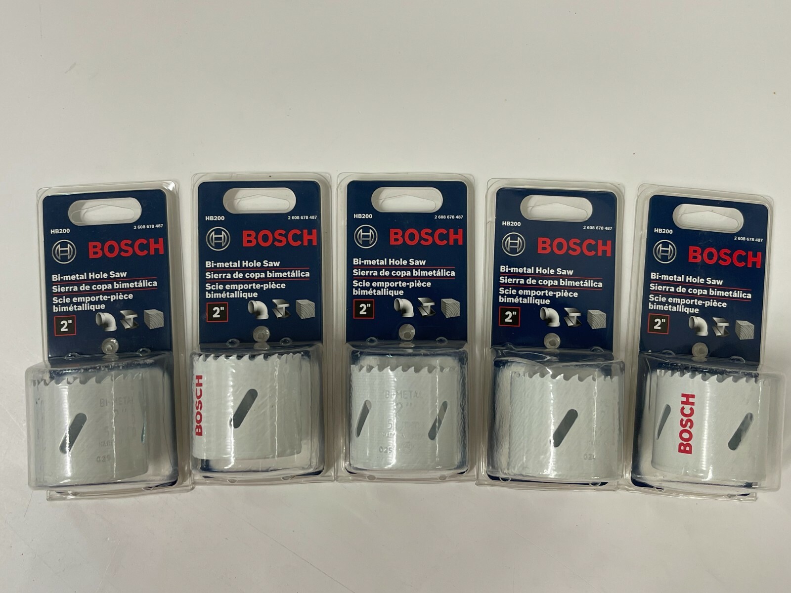 LOT OF 5 NEW Bosch 2" Bi-Metal Hole Saw HB200