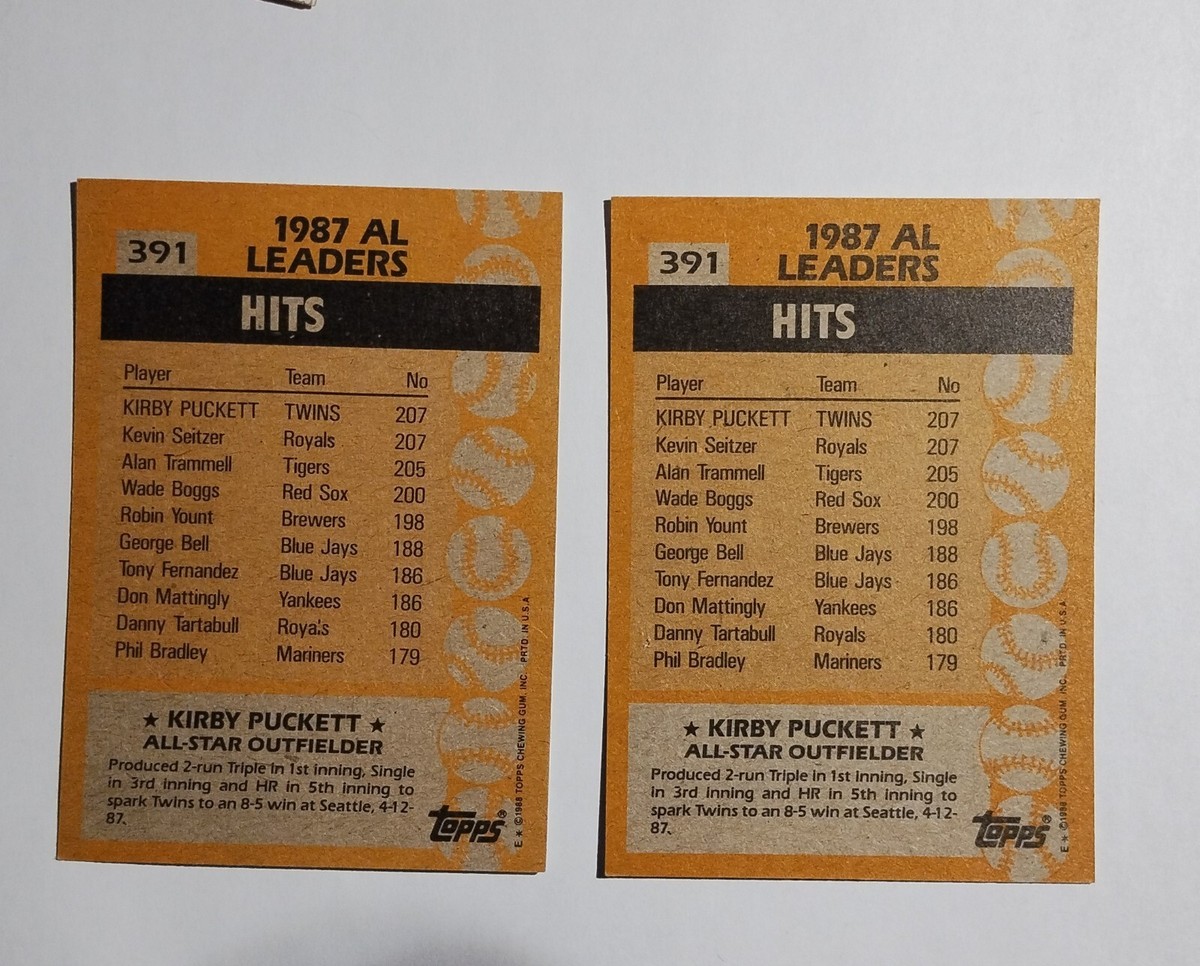 1988 Topps All-Star#391 Kirby Puckett **Error Card** | eBay