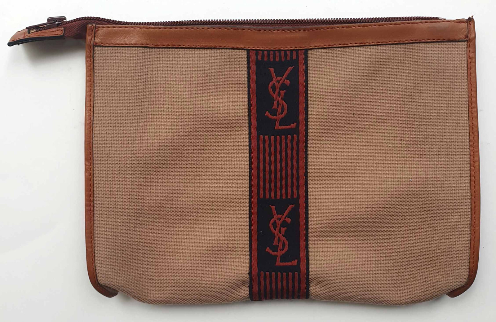 Borsa a mano donna Yves Saint Laurent vintage anni 70 borsa a pochette tela pelle marrone