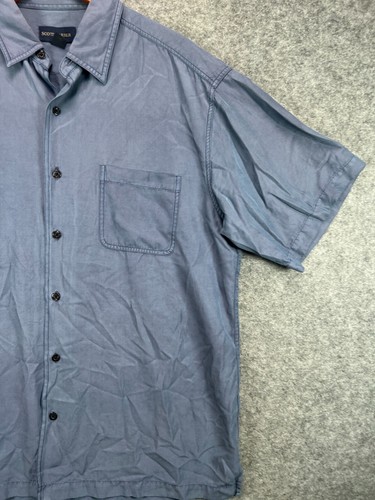 Scott Barber Silk Blend Shirt Mens Large Blue Button Up Short Sleeve Casual - Picture 6 of 9