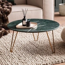 Couchtisch FineBuy Sofatisch Echter Marmor Ø 70 cm Tisch Wohnzimmertisch Rund