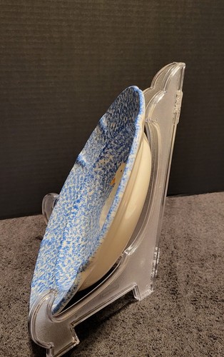 Los Angeles Pottery Blue Stipple White Duck Bowl Vtg Blue Dot Mark On The Bottom - Picture 3 of 9