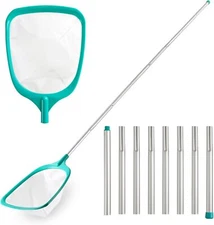 Pool Skimmer - Net with 8 Aluminum Turquoise 8 Poles 