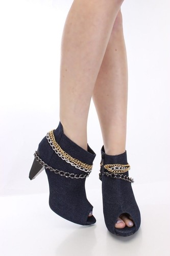 FAHRENHEIT BLUE Peep Toe Booties Size 5.5 - Picture 4 of 4