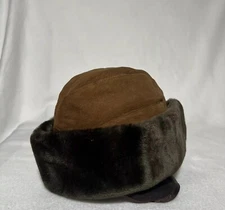 Vintage North King Suede Leather Brown Ear Flap Hat Size S