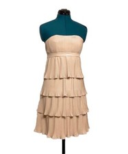 Anna Sui x BHLDN Tiered Chiffon Strapless Mini Dress in Bone, size 2