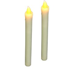 Set of 2 Flameless LED 9" Inch Ivory Taper Candle Emergency Steady Amber Flame