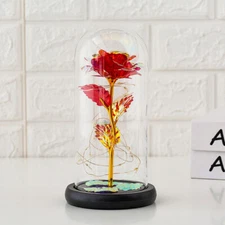 Eternal Forever Galaxy Rose Flower In Glass Dome LED Light Valentine's Day Gift