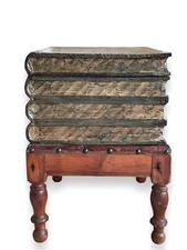 Antique French Faux Book Table Box  19th Century