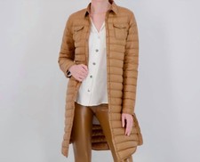 Cotes Of London Button Down Shirt Coat Long In Taupe - Size Xs