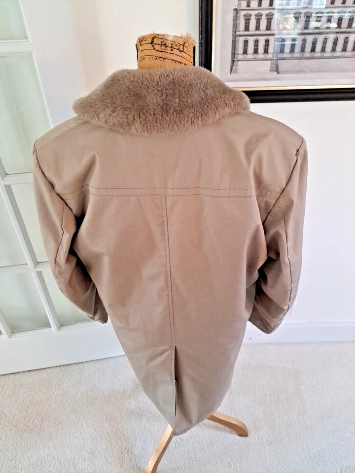 Abrigo Chaqueta Abrigo Forrado De Colección Haggar Para Hombres Talla 38 Beige Piel Sintética EE. UU. Foto 2 de 4