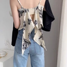 Women Printed Vest Top Adjustable Strap Thin Elastic Top Basic Camisole Summer 