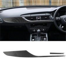 2Pcs RHD Carbon Fiber Interior Dashboard Cover Trim For Audi A6 C7 2012-2018