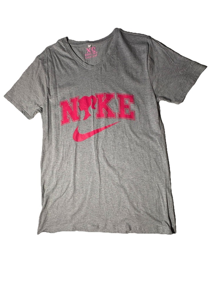 MISSY MOO CREATIONS , Ladies Tee Ladies Shirt Grey, Hot Pink Ladies Head Graphic
