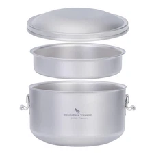 Boundless Voyage Outdoor Titanium Lunch Box Uncoated Bowls with Lid Separated...