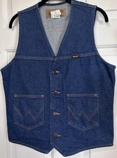 Vintage 90  s Wrangler Denim Vest Small Authentic Western Jacket Cowboy M-159