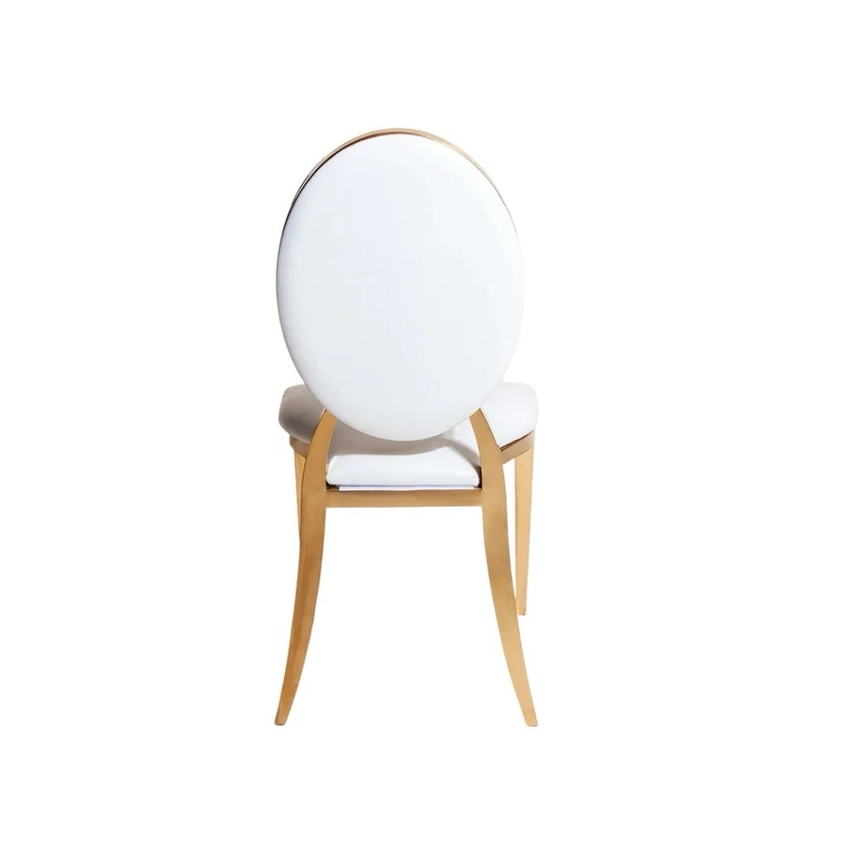 banquet Luxury Dining Chairs  Jasmine Chairs White Pu Leather With Gold Frame X2 - Image 2 of 4