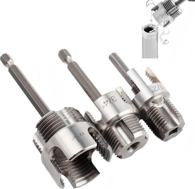 3 Pcs  Integrated Internal & External Pipe Threading Tool, Dual-Function Pipe Th