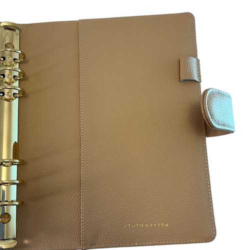 Stoff und Papier Luxus A5 Ring Planer Agenda Glattleder Beige - Bild 10 von 19