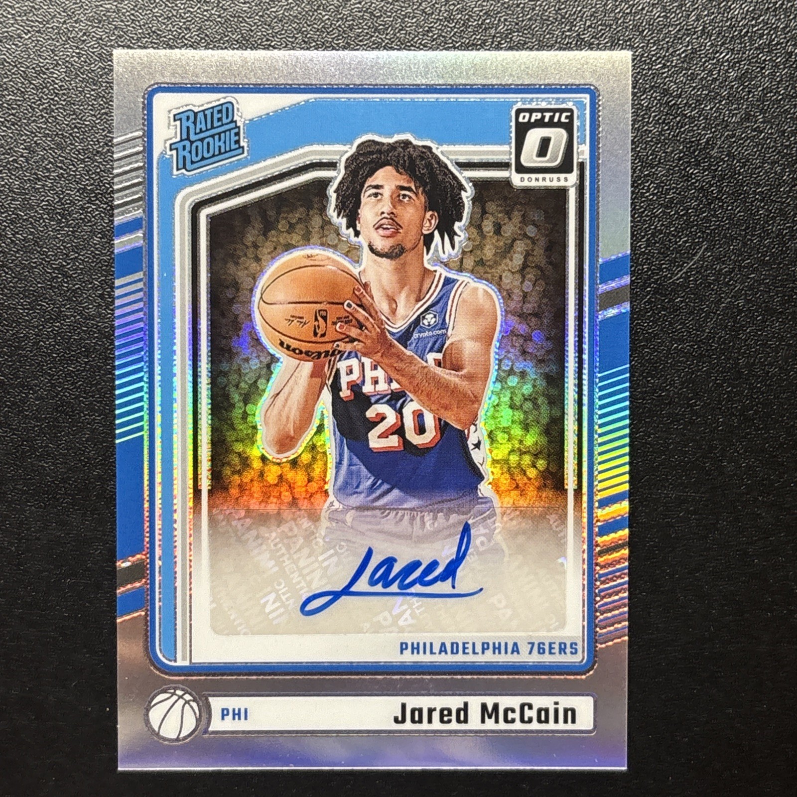 JARED MCCAIN 2024-25 DONRUSS OPTIC RATED ROOKIE HOLO PRIZM RC AUTO Q3701