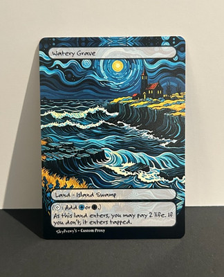 MTG - Watery Grave- Van Gogh Style - Card For EDH and Playtest