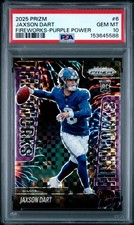 2025 PANINI PRIZM FIREWORKS PURPLE POWER #6 JAXSON DART 38/49 PSA 10