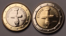 2008 Cyprus 1 & 2 Euro Coins (2) KM# 84 & KM# 85 Unc
