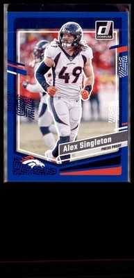 2023 Panini Donruss Football Blue Press Proof Alex Singleton Broncos 84