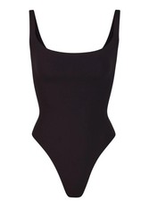 Skims Fits Everybody Square Neck Bodysuit In Onyx Womens Size Small