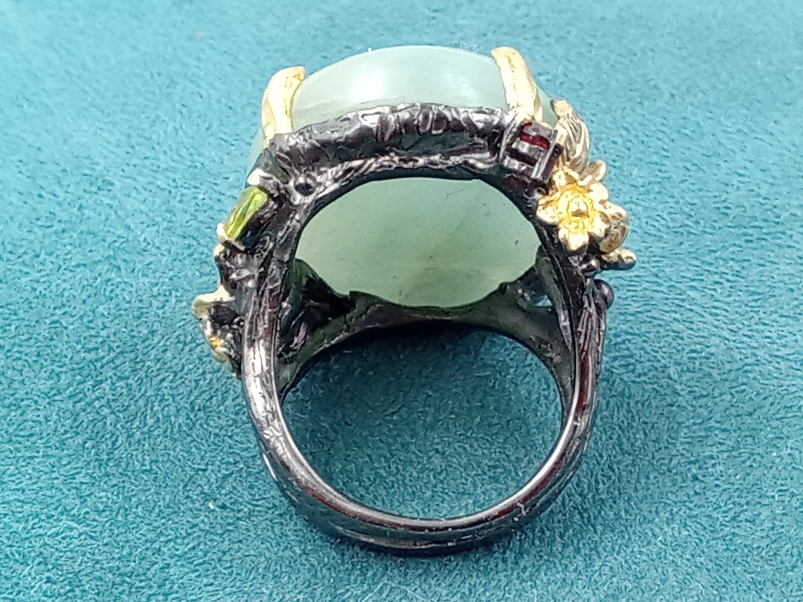 STATEMENT Blackened Sterling Silver Ring Gold Was… - image 5