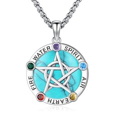 Eusense Pentagram Necklace for Women Men Sterling Silver 925 Pentacle Pendant...