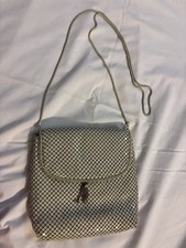 Vintage Chain Mail Fancy Party Clutch- Cream Colored With Gold detail