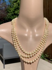 18ct gold diamond 3 strand cultured pearl necklace art deco 1920s