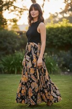 Vintage Southwestern Boho Maxi Skirt USA Made Festival Prairie One Size