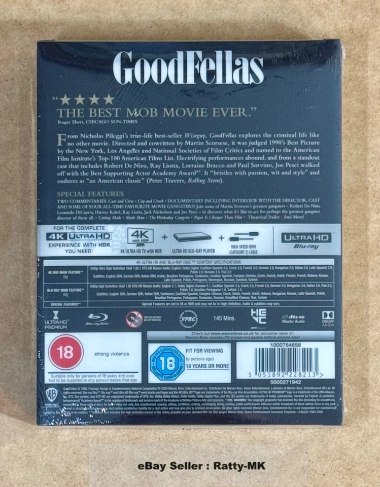 GOODFELLAS - UK EXCLUSIVE TITANS OF CULT 4K + BLU RAY STEELBOOK - NEW & SEALED - Image 2 of 4