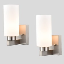 DEYNITE Modern Wall Sconces Set of 2 Brushed Nickel Bathroom Vanity Light