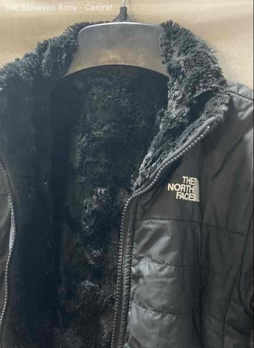 The North Face Girls Black Long Sleeve Lined Reversible Puffer Jacket Sz M 10-12 - Picture 4 of 6