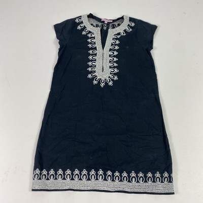 Calypso St. Barth Dress Womens Small Black Embroidered Crochet Shift Cotton