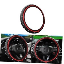 Bling Car Steering Wheel Cover, Non-Slip Elastic Stretch Leather Auto Red