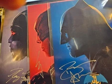 FLASH, BATMAN, CYBORG signed Ezra Miller, Ben Affleck, Ray Fisher 8x12 w. COA
