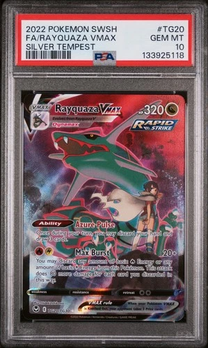 2022 POKEMON SWORD & SHIELD SILVER TEMPEST #TG20 FULL ART/RAYQUAZA VMAX PSA 10